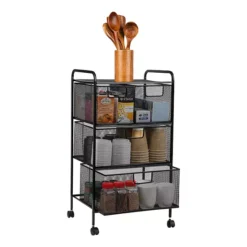 Mind Reader Metal Rolling File Cart With 3 Drawers -Storage And Cleaning 21680409 CC ALT11