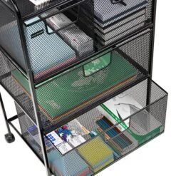 Mind Reader Metal Rolling File Cart With 3 Drawers -Storage And Cleaning 21680409 CC ALT5