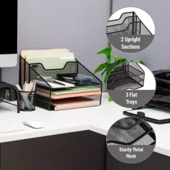 Mind Reader Three-Tiered Desk Organizer Tray -Storage And Cleaning 21680615 CC ALT3