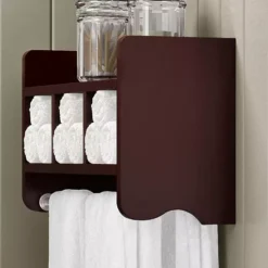 Bolton Bathroom Storage Cubby & Towel Bar Wall Shelf -Storage And Cleaning 2769685 Espresso 1