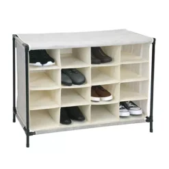 Simplify 16-Compartment Shoe Storage Cubby -Storage And Cleaning 3023226 Beige