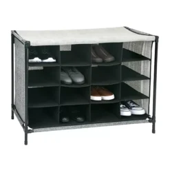 Simplify 16-Compartment Shoe Storage Cubby -Storage And Cleaning 3023226 Black