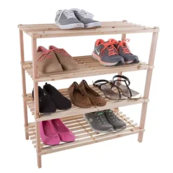 Portsmouth Home Wood 4-Tier Space Saver Shoe Rack -Storage And Cleaning 3122262 ALT2