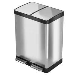 ITouchless Halo Premium SoftStep 16-Gallon Stainless Steel Step Recycler Trash Can
