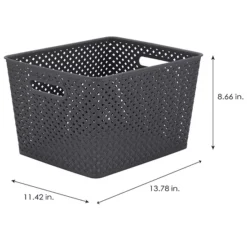Simplify Basketweave Resin Wicker Large Storage Tote -Storage And Cleaning 3365319 ALT6