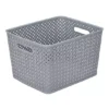Simplify Basketweave Resin Wicker Large Storage Tote -Storage And Cleaning 3365319 Gray