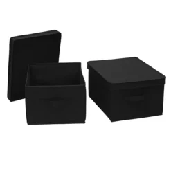 Household Essentials 2-piece Large Fabric Storage Bins With Lids -Storage And Cleaning 4405112 Black 1