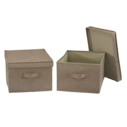 Household Essentials 2-piece Large Fabric Storage Bins With Lids -Storage And Cleaning 4405112 Latte