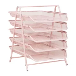 Mind Reader Desk Organizer With 5 Sliding Trays -Storage And Cleaning 4789684 Pink
