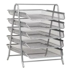 Mind Reader Desk Organizer With 5 Sliding Trays -Storage And Cleaning 4789684 Silver