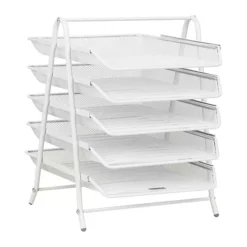 Mind Reader Desk Organizer With 5 Sliding Trays -Storage And Cleaning 4789684 White