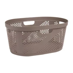 Mind Reader 40 Liter Plastic Laundry Basket -Storage And Cleaning 4789801 Tan
