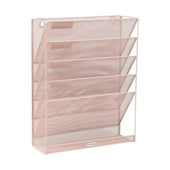 Mind Reader Hanging Wall File Organizer -Storage And Cleaning 4789850 Pink