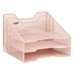 Mind Reader Three-Tiered Desk Organizer Tray -Storage And Cleaning 4789878 Pink