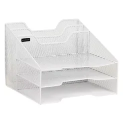 Mind Reader Three-Tiered Desk Organizer Tray -Storage And Cleaning 4789878 White