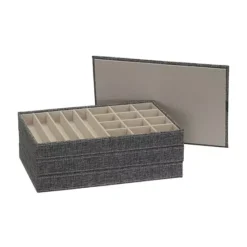 Household Essentials Stackable Jewelry Trays 3-pack Set -Storage And Cleaning 5132204 Graphite 1