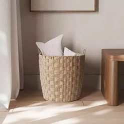 RGI Home Round Paper Cord Decorative Medium Storage Basket With Checkerboard Weave & Handles 8 RGI Home Round Paper Cord Decorative Medium Storage Basket With Checkerboard Weave & Handles -Storage And Cleaning 52530866 CC ALT