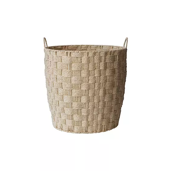 RGI Home Round Paper Cord Decorative Medium Storage Basket With Checkerboard Weave & Handles 5 RGI Home Round Paper Cord Decorative Medium Storage Basket With Checkerboard Weave & Handles - Image 3