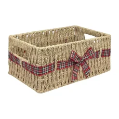 Merry And Bright Basket With Red, White & Green Flannel Bow -Storage And Cleaning 53949869 CC ALT2