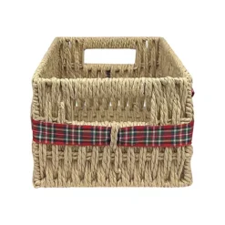 Merry And Bright Basket With Red, White & Green Flannel Bow -Storage And Cleaning 53949869 CC ALT3
