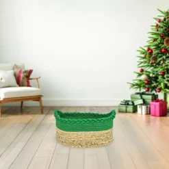 Merry And Bright Small Woven Green Storage Bin -Storage And Cleaning 53949871 CC ALT