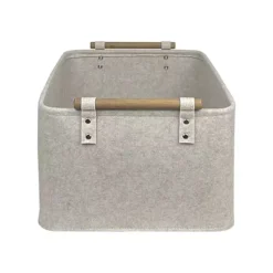 Belle Maison Large Felt Bin With Wooden Handles -Storage And Cleaning 54948922 CC ALT3