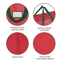 Hastings Home 7.5-ft. Red & Green Christmas Tree Storage Bag -Storage And Cleaning 5615828 ALT3