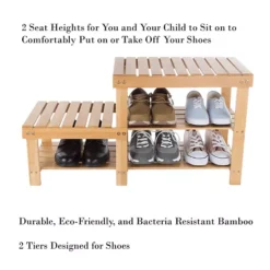 Hastings Home 2-Tier Bamboo Shoe Rack & Bench -Storage And Cleaning 5615866 ALT4