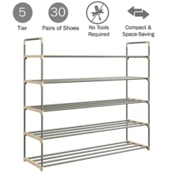 Hastings Home 5-Tier 30 Pair Shoe Storage Rack 13 Hastings Home 5-Tier 30 Pair Shoe Storage Rack -Storage And Cleaning 5615881 ALT4