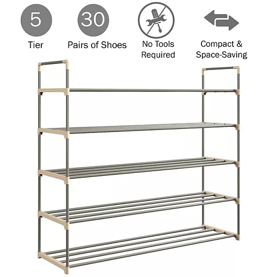 Hastings Home 5-Tier 30 Pair Shoe Storage Rack 7 Hastings Home 5-Tier 30 Pair Shoe Storage Rack - Image 5