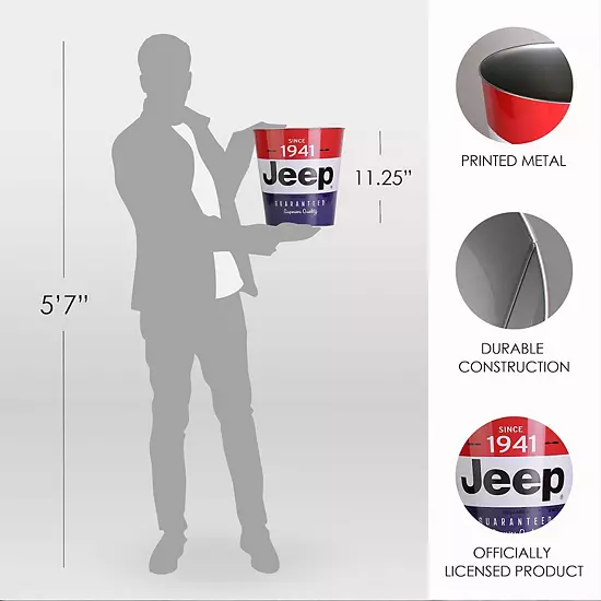 American Art Décor Jeep Metal Trash Bin 5 American Art Décor Jeep Metal Trash Bin - Image 3