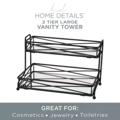 Home Details 2 Tier Vanity Tower In Matte Black -Storage And Cleaning 5737289 ALT4