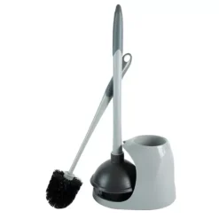 Bath Bliss 2-in-1 Bowl Brush & Plunger -Storage And Cleaning 5739541 Gray
