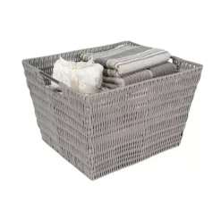 Simplify Large Rattan Storage Tote Basket -Storage And Cleaning 5828819 ALT2