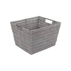 Simplify Large Rattan Storage Tote Basket -Storage And Cleaning 5828819 Grey