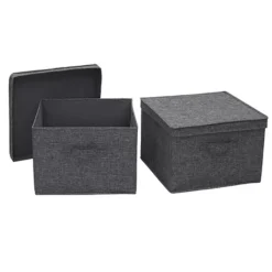 Household Essentials Square Storage Boxes With Lids 2-piece Set 21 Household Essentials Square Storage Boxes With Lids 2-piece Set -Storage And Cleaning 5831115 Graphite