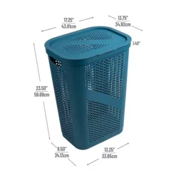 Mind Reader 60 Liter Hinged Lid Slim Plastic Laundry Hamper 19 Mind Reader 60 Liter Hinged Lid Slim Plastic Laundry Hamper -Storage And Cleaning 5963549 ALT5
