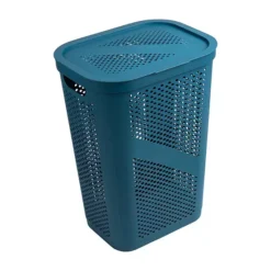 Mind Reader 60 Liter Hinged Lid Slim Plastic Laundry Hamper 21 Mind Reader 60 Liter Hinged Lid Slim Plastic Laundry Hamper -Storage And Cleaning 5963549 Blue