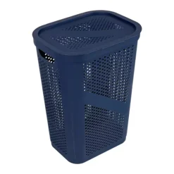 Mind Reader 60 Liter Hinged Lid Slim Plastic Laundry Hamper 20 Mind Reader 60 Liter Hinged Lid Slim Plastic Laundry Hamper -Storage And Cleaning 5963549 Navy