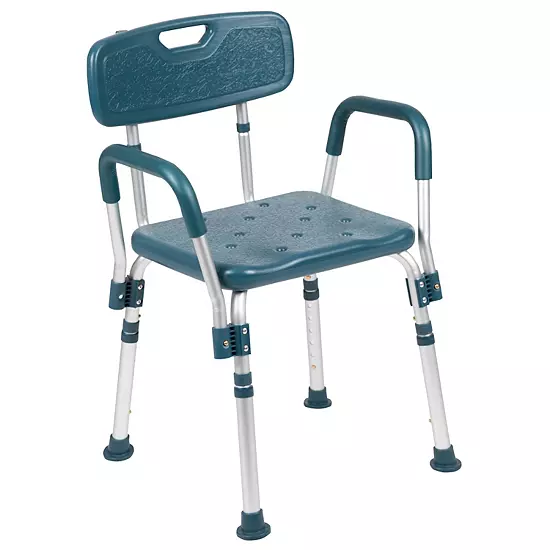 Emma And Oliver 300 Lb. Capacity Quick Release Back & Arm Teal Shower Chair 11 Emma And Oliver 300 Lb. Capacity Quick Release Back & Arm Teal Shower Chair - Image 9