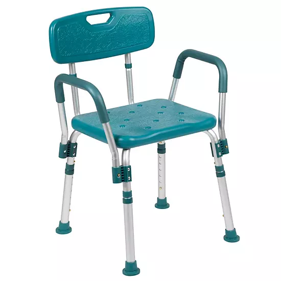 Emma And Oliver 300 Lb. Capacity Quick Release Back & Arm Teal Shower Chair 8 Emma And Oliver 300 Lb. Capacity Quick Release Back & Arm Teal Shower Chair - Image 6