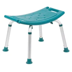 Emma And Oliver Tool-Free 300 Lb. Capacity, Adjustable Navy Bath & Shower Chair W/ Non-slip Feet -Storage And Cleaning 5985031 Teal