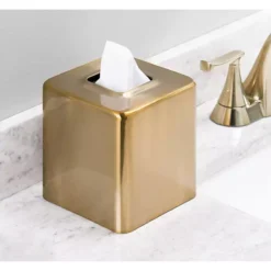 MDesign Metal Square Modern Tissue Box Cover Holder For Bathroom - White -Storage And Cleaning 6121187 ALT2