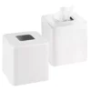 MDesign Metal Square Modern Tissue Box Cover Holder For Bathroom - White 1 MDesign Metal Square Modern Tissue Box Cover Holder For Bathroom - White -Storage And Cleaning 6121187 White
