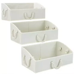 Sorbus Set Of 3 Non-Woven Storage Boxes With Cotton Rope -Storage And Cleaning 6202518 White 1