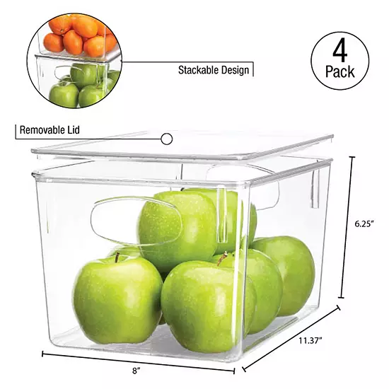 Sorbus Clear Storage Bin 4-piece Set 5 Sorbus Clear Storage Bin 4-piece Set - Image 3