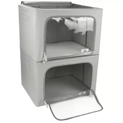 Sorbus Set Of 2 Storage Bins With Windows -Storage And Cleaning 6202649 Grey 1