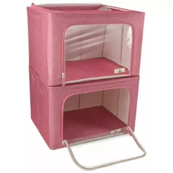 Sorbus Set Of 2 Storage Bins With Windows -Storage And Cleaning 6202649 Pink