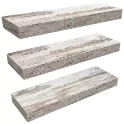 Sorbus Set Of 3 Floating Shelves -Storage And Cleaning 6202680 Rustic White