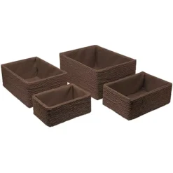 Sorbus Stackable Woven Baskets 4-piece Set -Storage And Cleaning 6202693 Brown